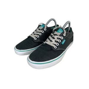 Vans Womens Black Canvas Sneakers With Teal Accents Size 8.5